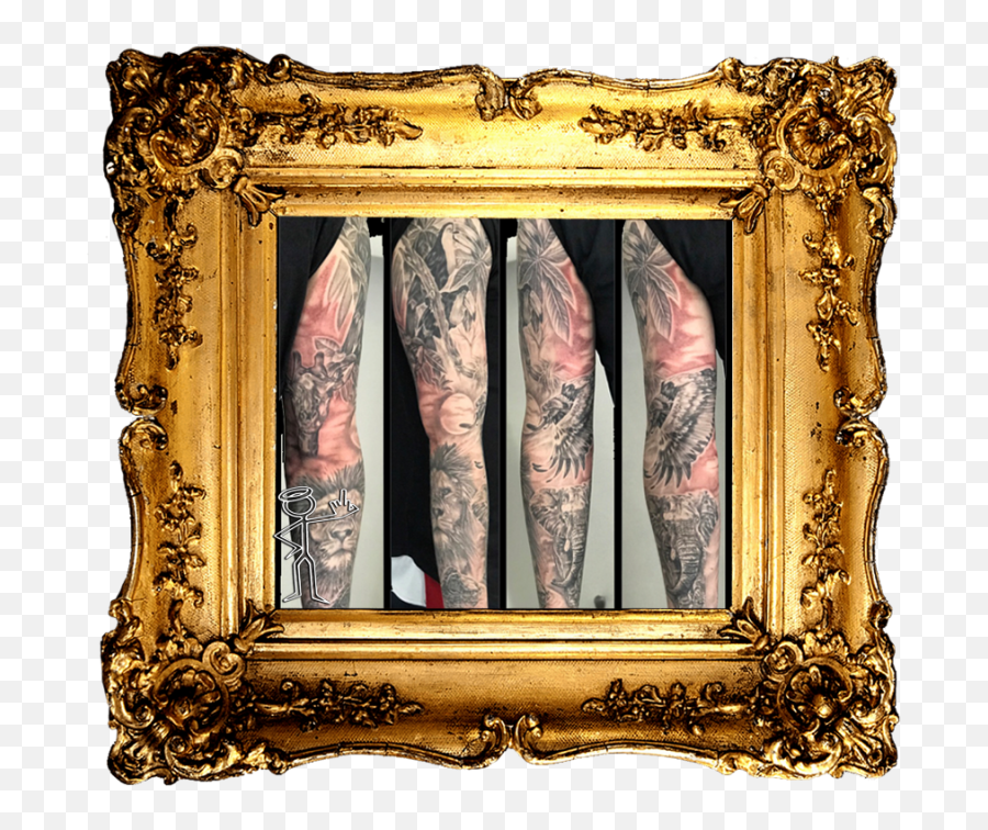 How Much Does A Black And Grey Tattoo Sleeve Cost - Gilded Photo Frame Png,Tattoo Sleeve Png