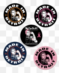 Rosie The Riveter 4 Stickers - Various Colors Made In Detroit Png,Rosie The Riveter Png