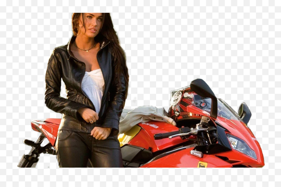 Download Hd Megan Fox Transformers 2 Moto Transparent Png - Transformers 2 Megan Fox Leather Jacket,Moto Moto Png
