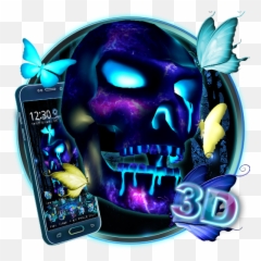 3d Neon Skull Butterfly Theme Apk 115 - download free apk Scary png