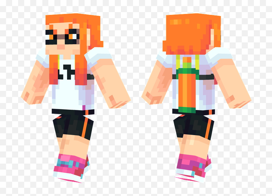 Download Orange Inkling Girl - Minecraft Inkling Girl Skin Png,Inkling Png