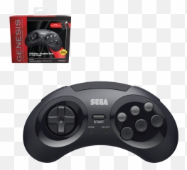 Sega Genesis 8 - Button Arcade Pad Black Wireless 24 Ghz Sega Game Controller Png,Sega Png