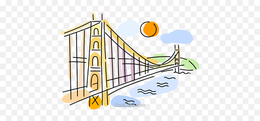 Golden Gate Bridge Royalty Free Vector Clip Art Illustration - Png San Francisco Clip Art,Golden Gate Bridge Png