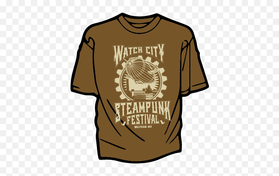 Wcsf Airship Tee Brown U2014 Watch City Steampunk Festival - T Shirt Clip Art Png,Airship Png