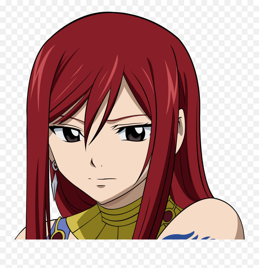 Brown Eyes Erza Scarlet Fairy Tail Long Hair Red Tattoo - Gif Erza Fairy Tail Png,Fairy Tail Transparent