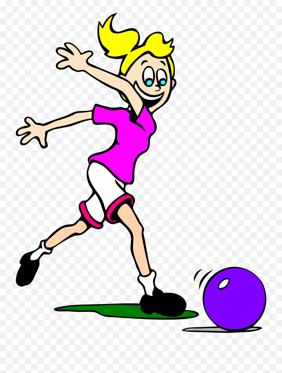 Girl Bowling Clipart - Roll The Ball Cartoon Png,Bowling Clipart Png