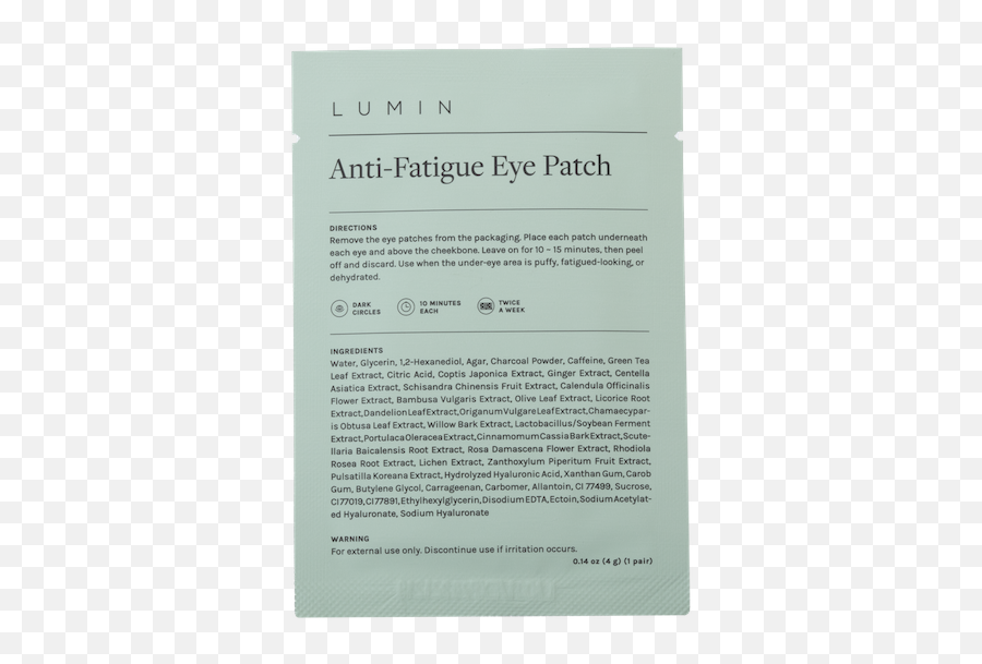 Anti - Fatigue Eye Patch U2013 Lumin Document Png,Eye Patch Png