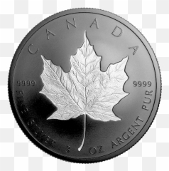 Rhodium - Canada Maple Leaf Silver Coin 2020 Incuse 3oz png