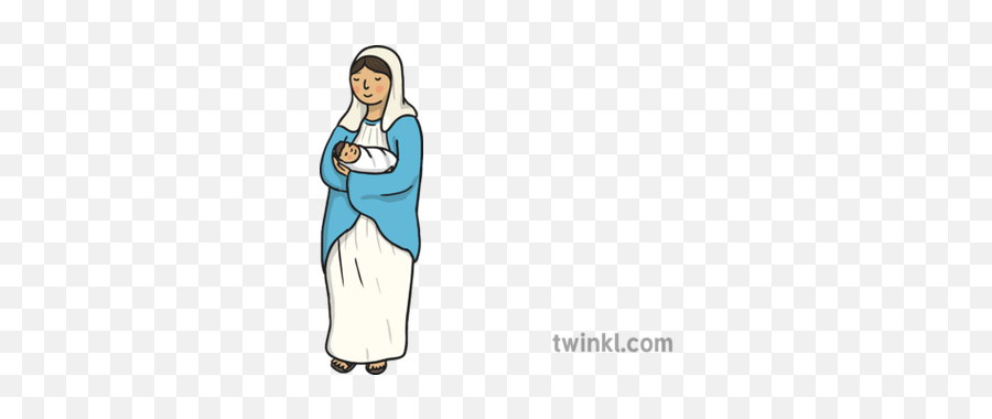 Mary With Baby Jesus 1 Illustration - Religious Veil Png,Baby Jesus Png