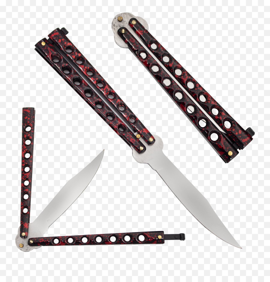 Red Bokeh Paint Splatter Drop Point Dual Flip Side Folding Knife - Stainless Steel Butterfly Knife Png,Paint Drop Png