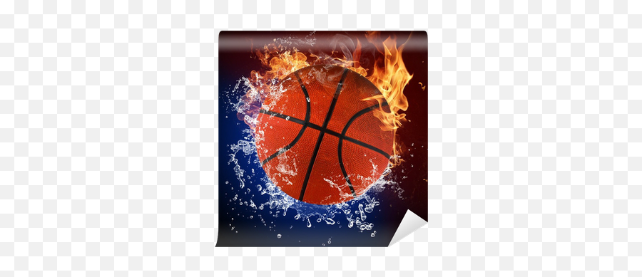 Basketball Ball In Fire Flames And Splashing Water Wall Mural U2022 Pixers - We Live To Change Fire And Water Basketball Png,Flaming Basketball Png