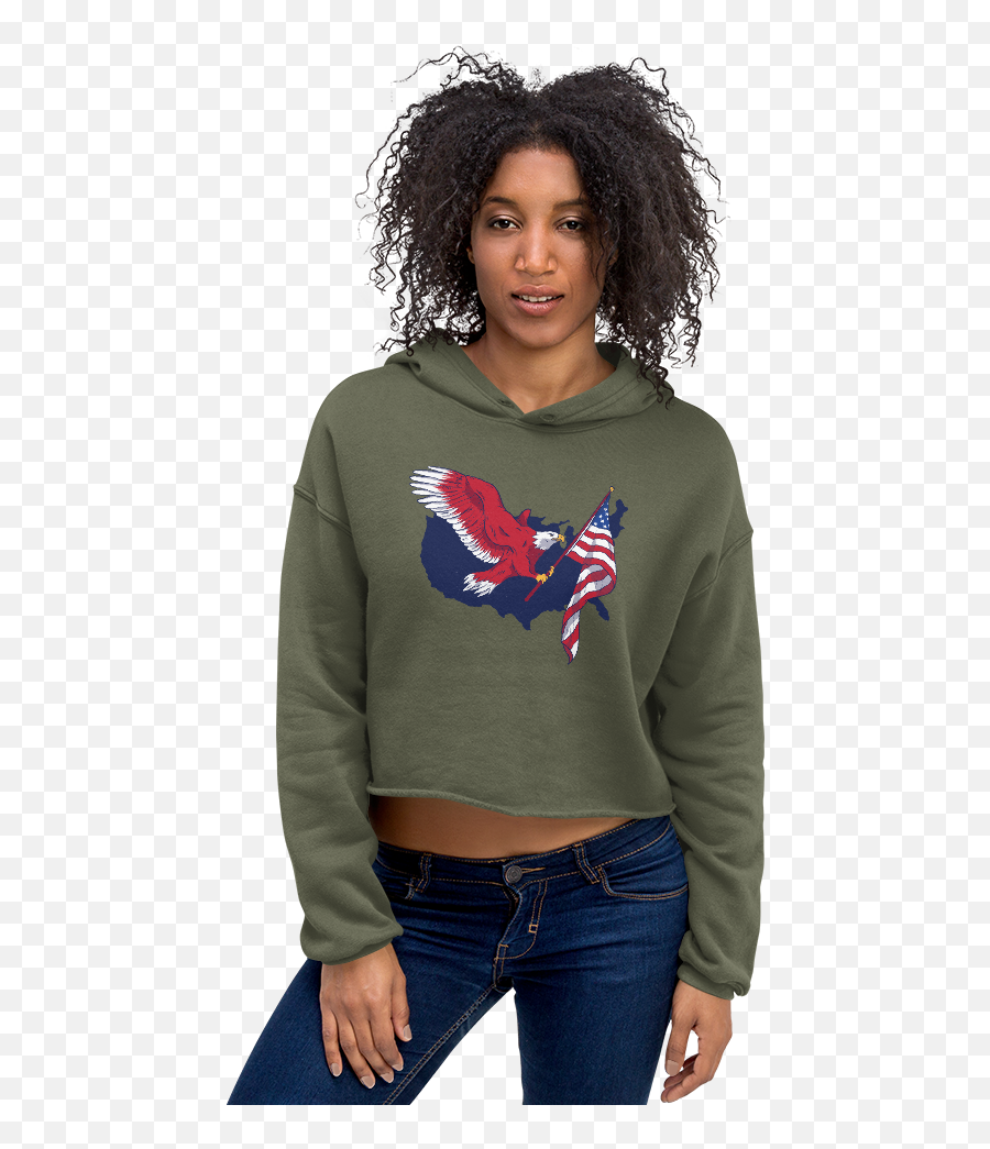 American Flag Eagle Trendy Crop Hoodie - Hoodie Female Png,American Flag Eagle Png