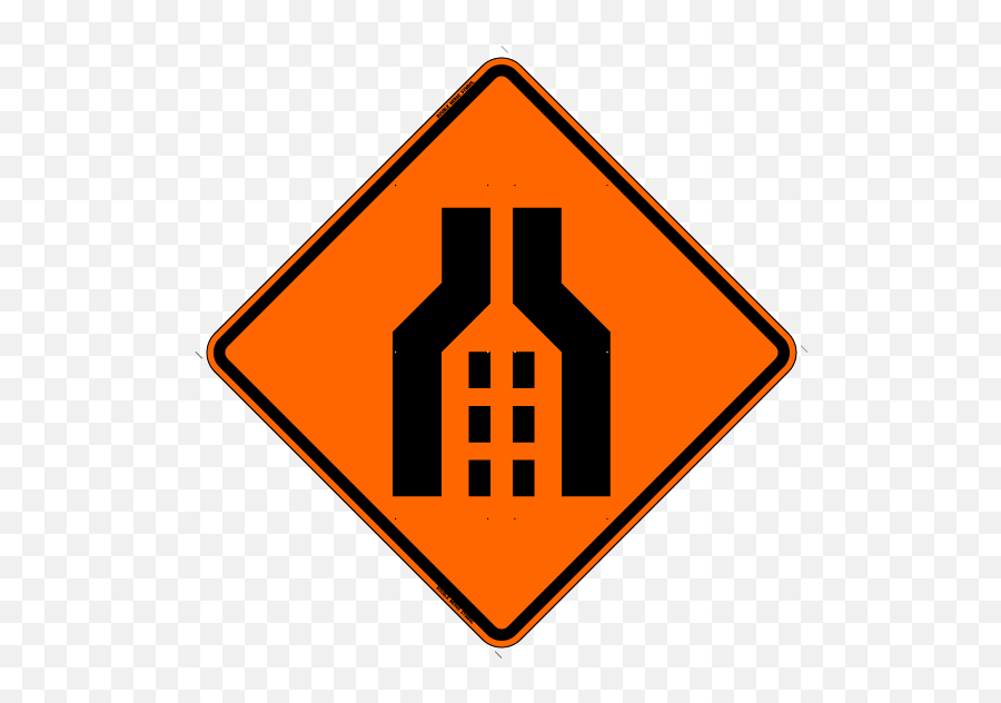 Double Merge Symbol Work Zone Warning Sign Bone Safety - Right Lane Ends Sign Png,Warning Sign Png