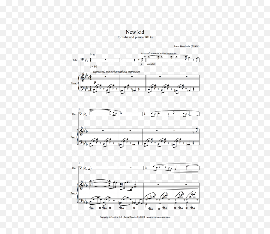 New Kid Tuba And Piano - Sheet Music Png,Bass Clef Png