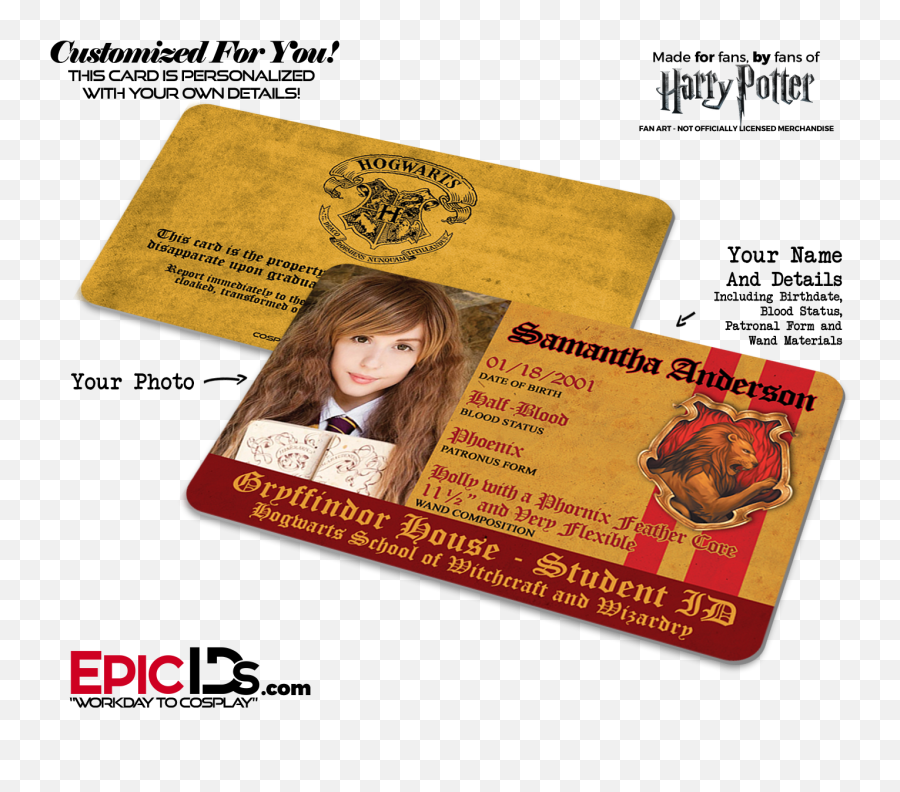 Hogwarts School Gryffindor - Hufflepuff Harry Potter Merch Harry Potter Student Id Png,Gryffindor Logo Png