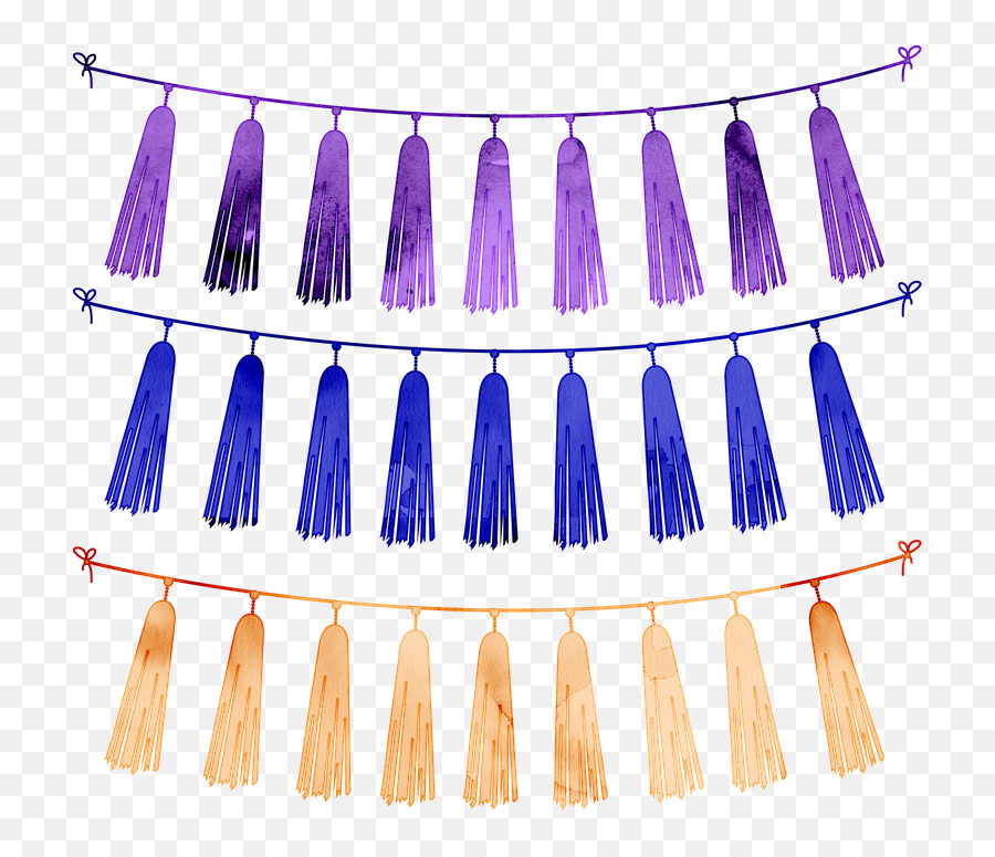 Watercolor Tassels Tassel Bunting - Purple Tassel Garland Transparent Png,Tassel Png