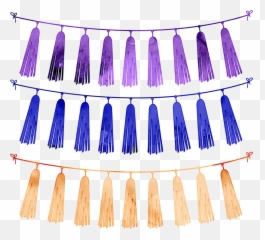 Watercolor Tassels Tassel Bunting - Purple Tassel Garland Transparent Png,Tassel Png