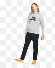 Details About Nike Sb Icon Hoodie Heather Grey Black - Long Sleeve png