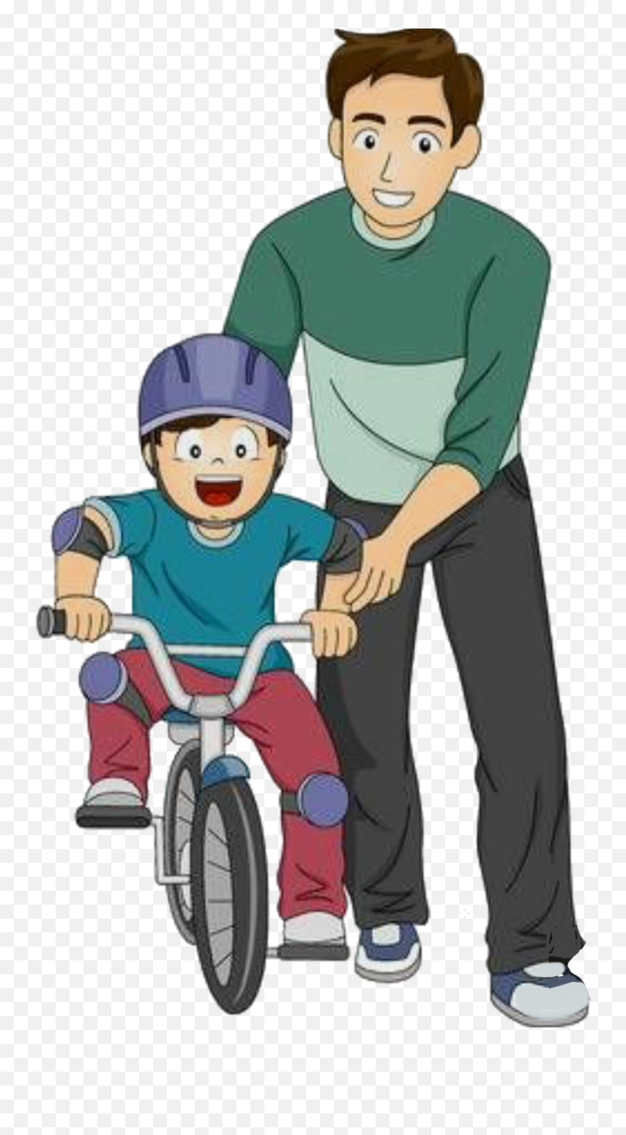Download Father Fatherday Dad Son - Father Father Teaching Son Cycle Cartoon  Png,Father And Son Png - free transparent png images 