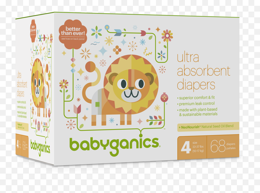 Babyganics Ultra Absorbent Diapers Size 4 68 - Walmartcom Babyganic Diapers Size Chart Png,Pampers Logo