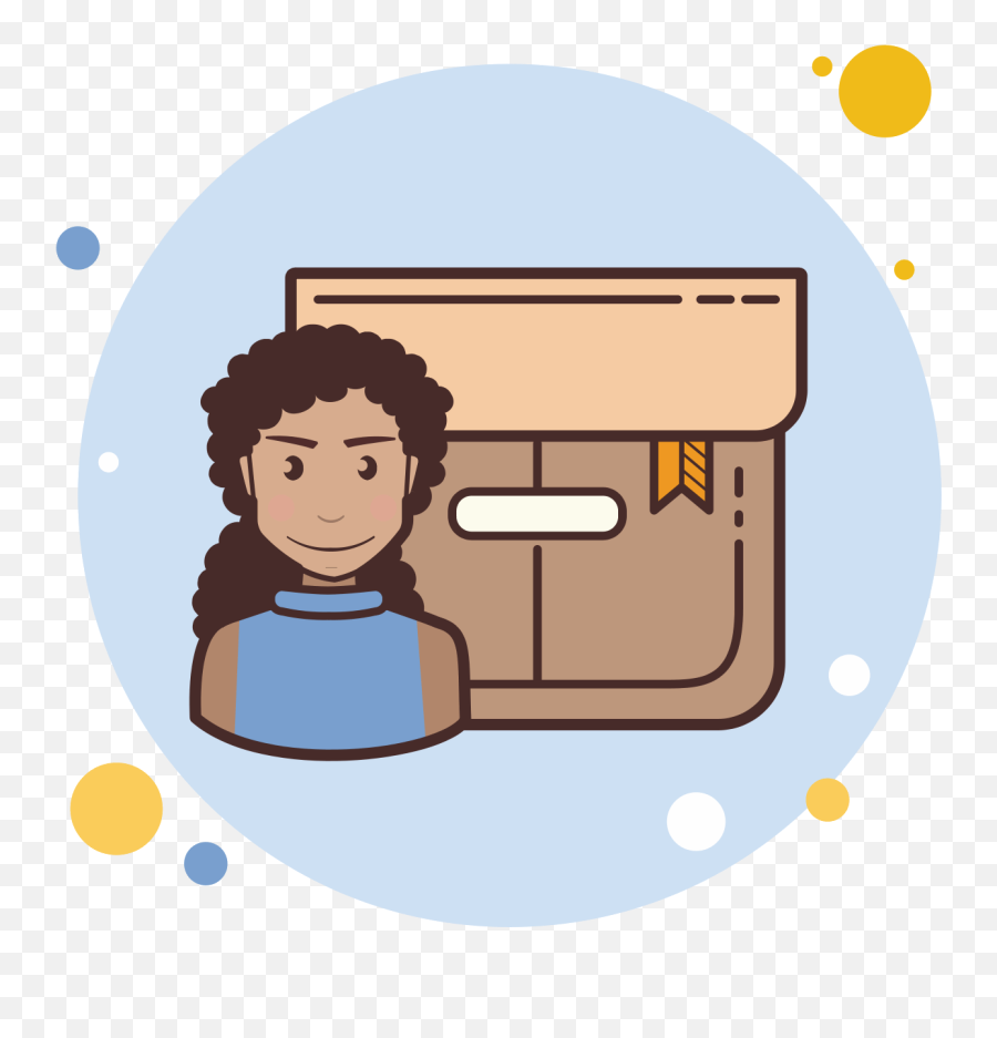 Long Curly Hair Girl Product Box Icon - Happy Png,Blue Box Icon