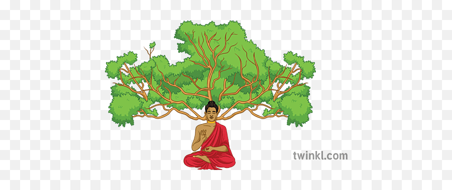Buddah Under Bodhi Tree Religion Buddhism Ks3 Illustration - Religion Png,Buddah Icon
