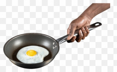 Human Arm Holding Fried Egg - Pan png