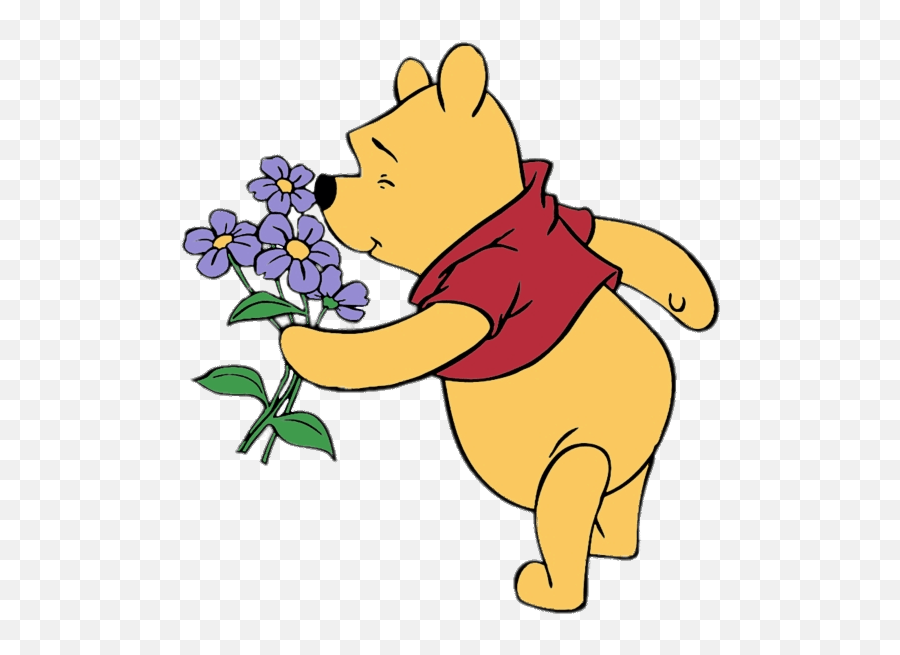 Winnie The Pooh Sniffing Flowers Png Image
