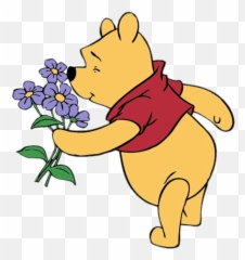 Winnie The Pooh Sniffing Flowers Png Image