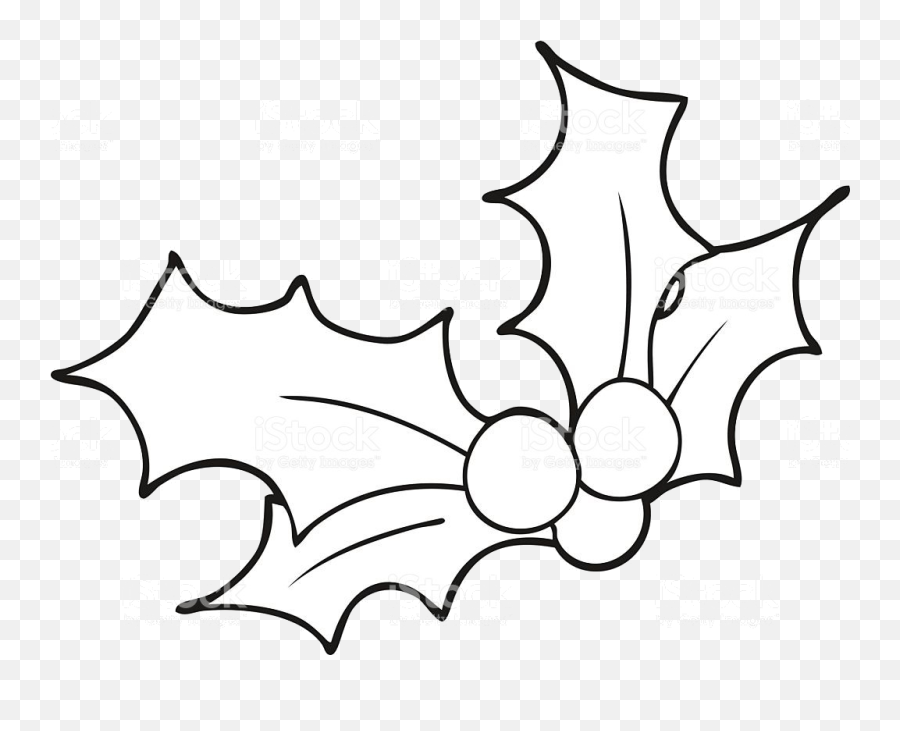 Holly Leaf Black And White Cartoon Chris 1250753 - Png Black And White Holly,Holly Png