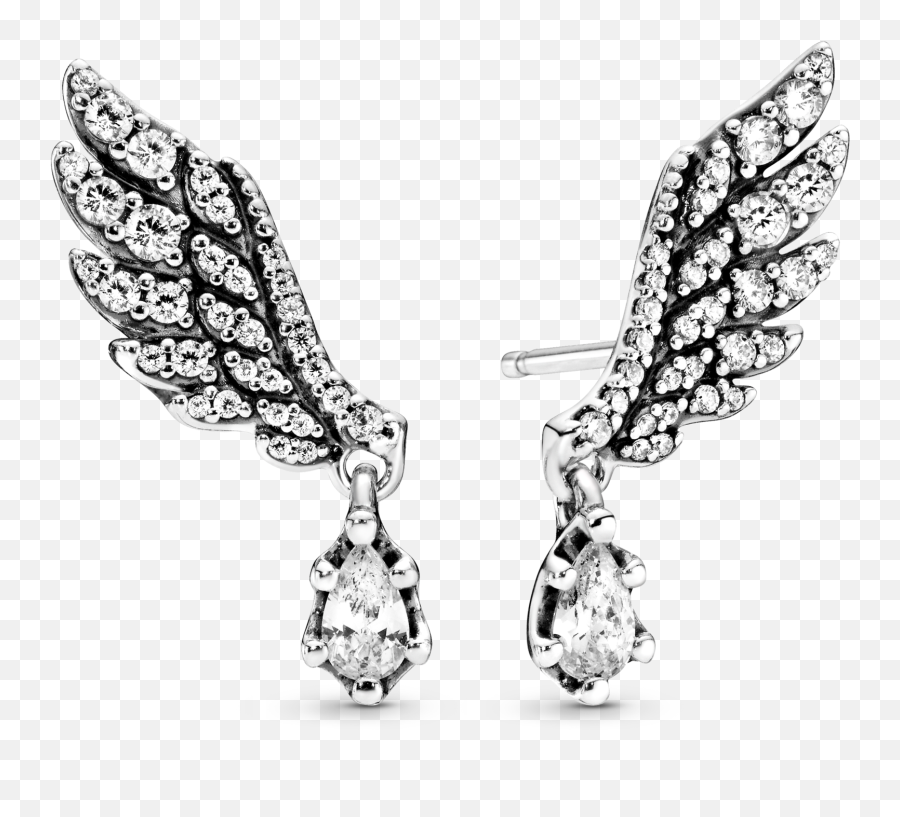 Dangling Angel Wing Stud Earrings Pandora Hk - Pandora Angel Wing Earrings Png,Angel Wing Transparent
