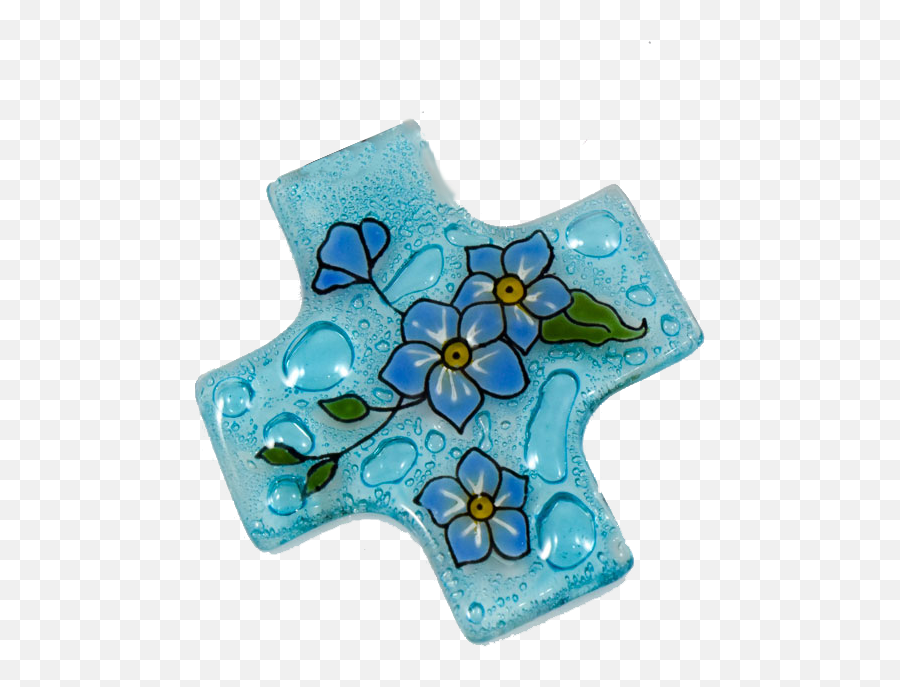 Forget Me Not Blue Handmade Cross Glass - Artificial Flower Png,Forget Me Not Png
