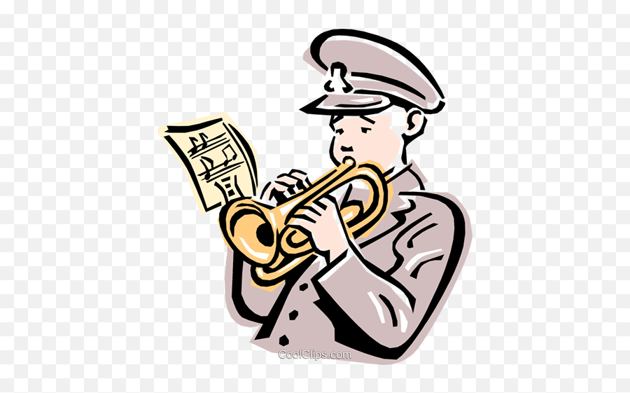 Salvation Army Trumpet Player Royalty Free Vector Clip Art - Soldier Playing Trumpet Vector Png,Trumpet Transparent Background