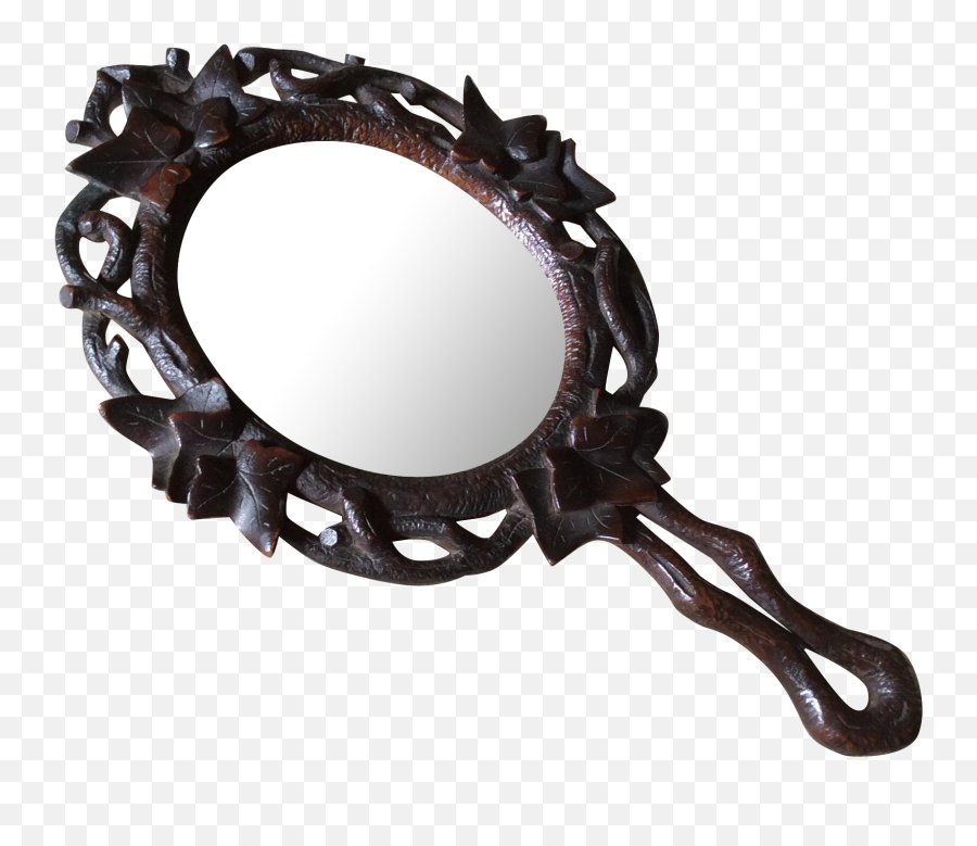 Download Hd Antique German Black Forest - Hand Mirror Design Wood Png,Hand Mirror Png