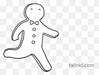 Running Gingerbread Man Black And White Illustration - Twinkl And Png