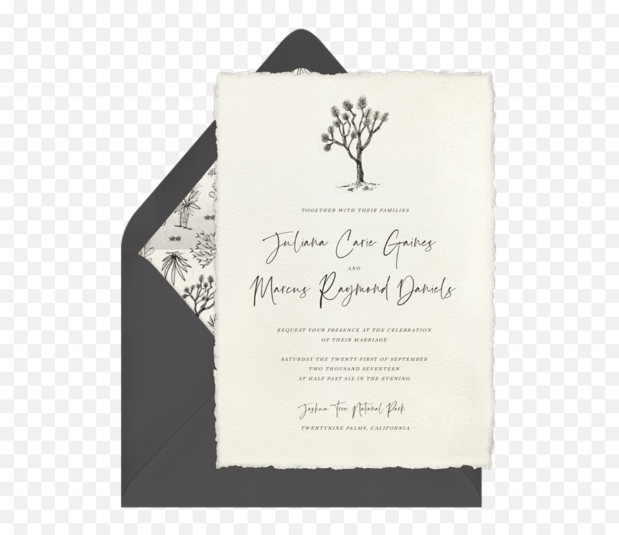 Joshua Tree Invitations In Creme - Wedding Response Card Png,Joshua Tree Png