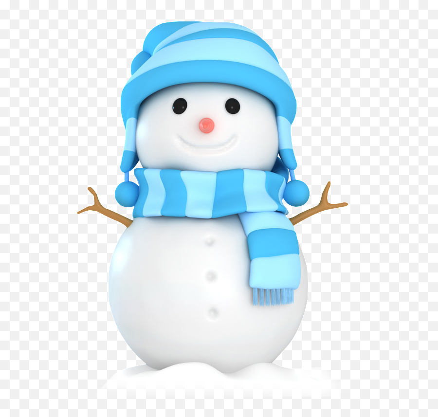 A Lovely Snow Man With Hat Scarf - 3d Illustration Of A Cartoon Winter Png,Snowman Icon Png