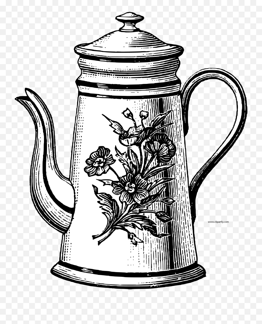 Vintage Sketch Teapot Png Clipart - Tea Pot Drawing Colour,Teapot Png