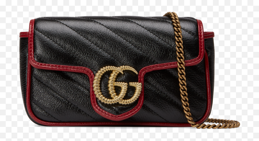 Gucci Gg Marmont Super Mini Bag - Gucci Marmont Mini Bag Black And Red Png,Gucci Icon Gucci Signature Wallet