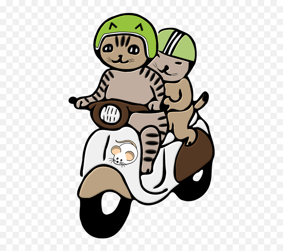 Cats Helmet Png - Cat Riding A Scooter Coloring Page,Headlights Png