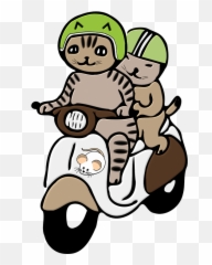 Cats Helmet Png - Cat Riding A Scooter Coloring Page,Headlights Png