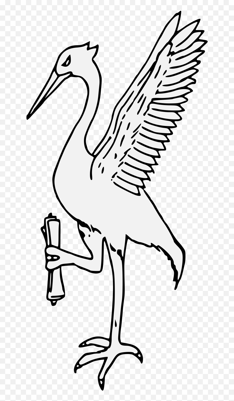 Crane - Traceable Heraldic Art Long Png,Crane Bird Png