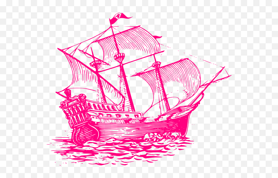 Download Pink Clipart Pirate Ship - Spanish Galleon In Pirate Ship Line  Drawing Png,Pirate Ship Png - free transparent png images 