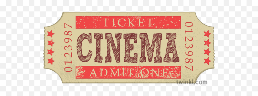 Cinema Ticket Movie Ks3 Illustration - Carmine Png,Movie Ticket Png
