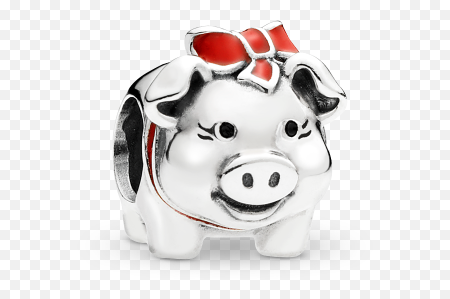 Piggy Bank Silver Charm With Black And - Cartoon Png,Piggy Bank Transparent