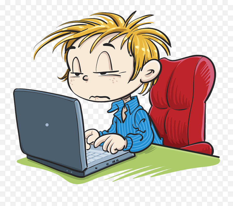 Computing Boy Clipart - Boy In Computer Cartoon Png,Cartoon Computer Png
