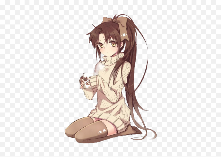 manga girl with brown ponytail