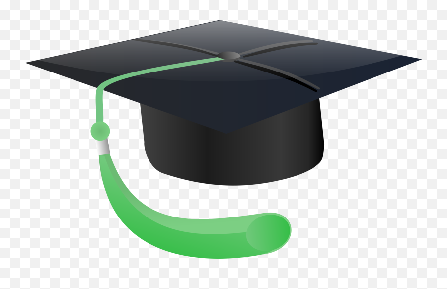 Education Clipart Png Station - Black Graduation Hat With Green Tassel,Student Clipart Png