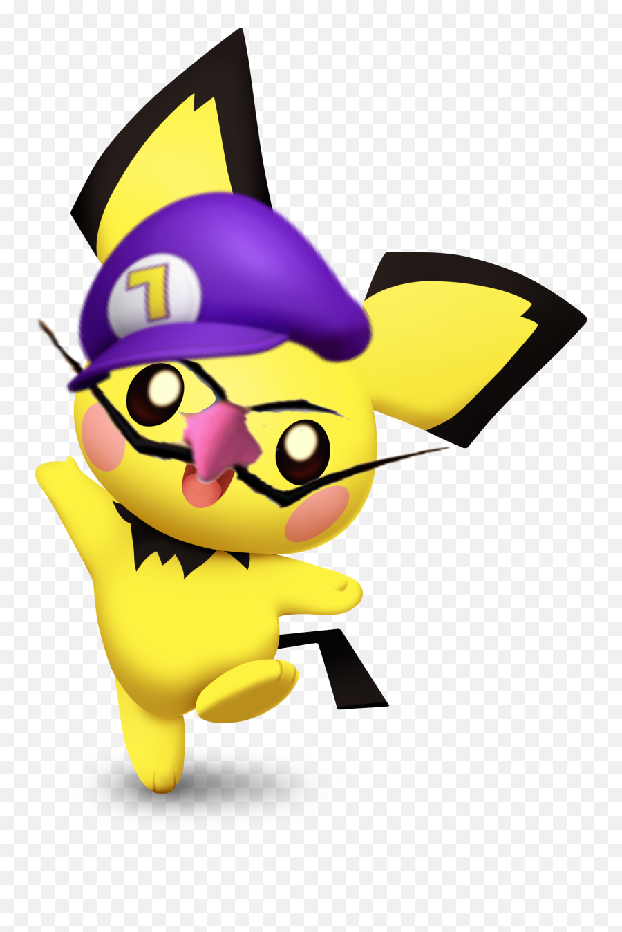 Pichu Attempts To Make Us Feel Better By Dressing Up As The - Pichu With Santa Hat Png,Waluigi Hat Png