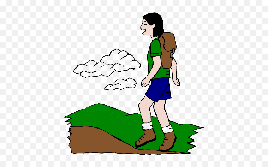 Hiking Top Of Mountain Clipart Kid - Clipartandscrap Go Hiking Cartoon Gif Png,Mountain Clipart Transparent